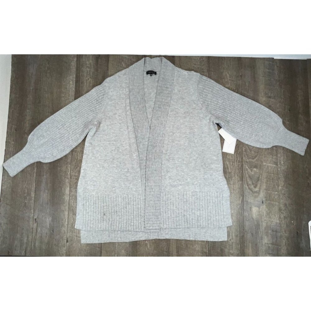 1 State * Women's 2X Open Front Cardigan * NWT * Heather Gray * Comfort Workwear